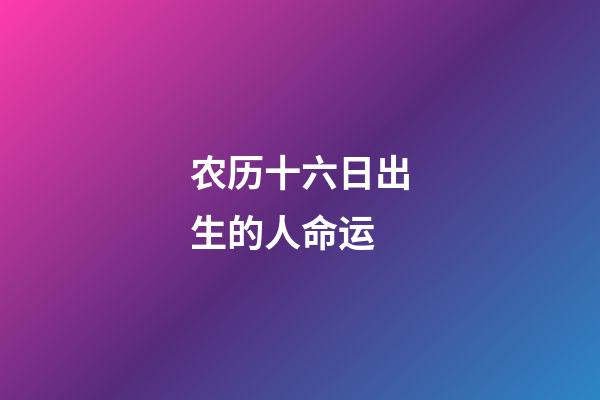 农历十六日出生的人命运 (农历十六出生的人性格和命运)-第1张-观点-玄机派